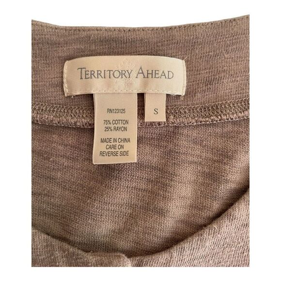 Territory Ahead Womens Shirt Dress Button Crewneck Mini Cotton Blend Small Tan - Picture 3 of 3